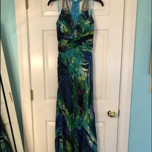 Tropical Print Full Length Gown.